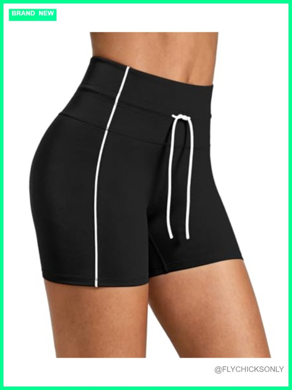 High Waist Yoga Biker Shorts Drawstring Athletic Workout Summer